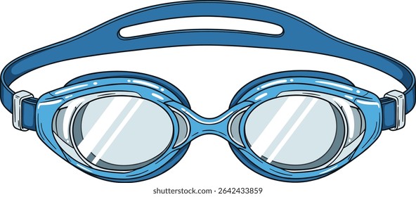 Blue Cartoon Swimming Goggles Isolated on White Background for Sports and Leisure