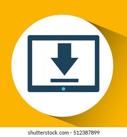 blue cartoon tablet download bubble speech vector illustration eps 10