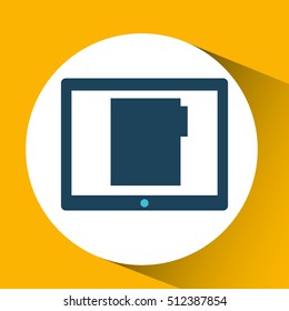 blue cartoon tablet file bubble speech vector illustration eps 10