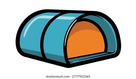A blue cartoon tunnel with orange inside