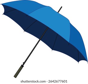 Blue Cartoon Umbrella Vector Illustration for Animation, Rain Scene, Weather Explainer, Storm Background, Game UI Asset, Education Design or Monsoon Storytelling Project


