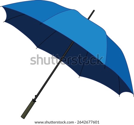 Blue Cartoon Umbrella Vector Illustration for Animation, Rain Scene, Weather Explainer, Storm Background, Game UI Asset, Education Design or Monsoon Storytelling Project

