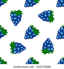 Blue cartoon vector grape seamless pattern