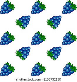 Blue cartoon vector grape seamless pattern