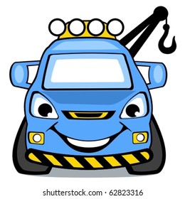 The Blue Cartoon Vector Smiling Car The Wrecker.