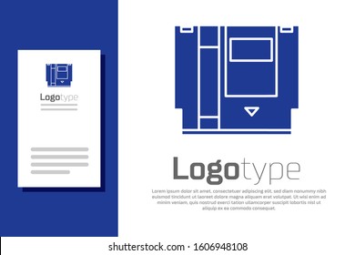 Blue Cartridge for retro game console icon isolated on white background. TV Game cartridge. Logo design template element. Vector Illustration
