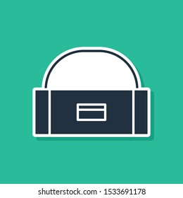 Blue Case or box container for wobbler and gear fishing equipment icon isolated on green background. Fishing tackle.  Vector Illustration