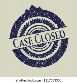Blue Case Closed rubber grunge stamp