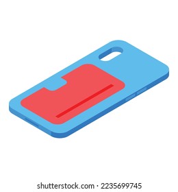 Blue case icon isometric vector. Smart cellphone. Cell protect