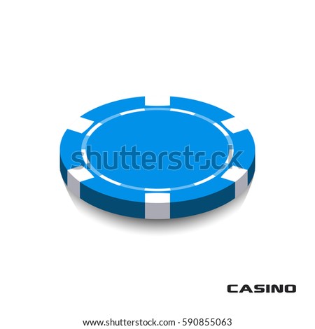 Blue Casino Chip Icon. Casino Chip Vector Illustration. Casino Chip lie on isolated on white background.