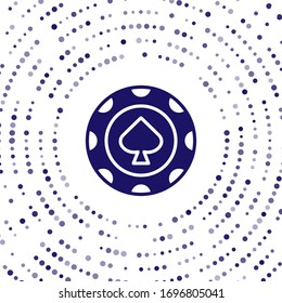 Blue Casino chips icon isolated on white background. Casino gambling. Abstract circle random dots. Vector Illustration