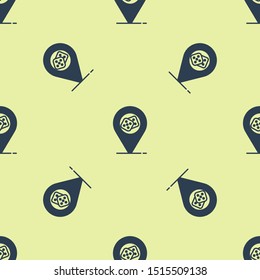 Blue Casino location icon isolated seamless pattern on yellow background. Game dice icon.  Vector Illustration