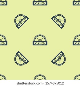 Blue Casino signboard icon isolated seamless pattern on yellow background.  Vector Illustration