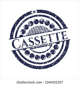 Blue Cassette distressed rubber stamp