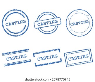 Blue casting stamps on white