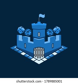 blue castle board game logo creative concept