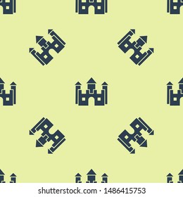 Blue Castle icon isolated seamless pattern on white background.  Vector Illustration