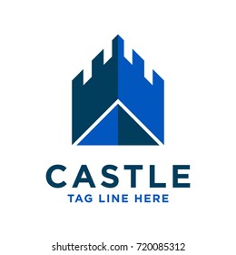 blue castle logo design