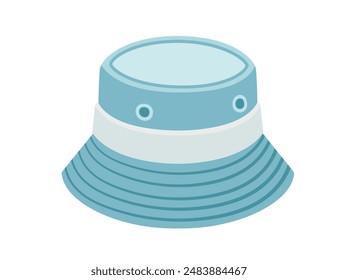 Blue casual style panama hat vector illustration isolated on white