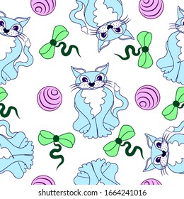Gato azul con toros y bolas. 