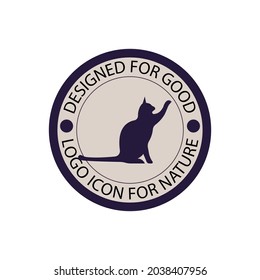 blue cat concept logo icon stamp. vector concept flat abstract design