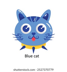 Blue cat doodle vector outline Sticker. EPS 10 file