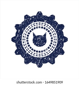 Icono de la cara del gato azul dentro de la textura de caucho de distrés