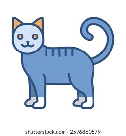 Blue cat flat icon vector illustration