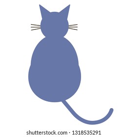 blue cat flat illustration, element of design. Domestic cat simple image