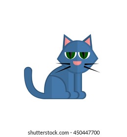 Blue Cat in a flat style.