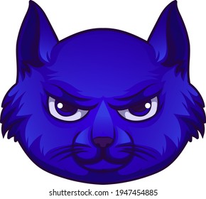 Blue Cat Head Vector, Illustration