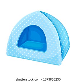 Blue Cat House as Pet Shop Accessory Vector Illustration