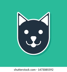 Blue Cat icon isolated on green background.  Vector Illustration