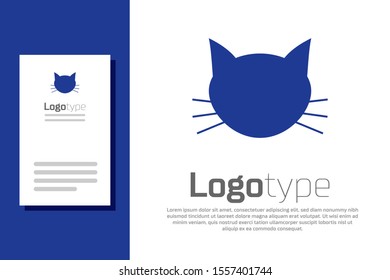 Blue Cat icon isolated on white background. Logo design template element. Vector Illustration