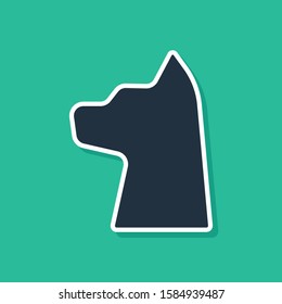 Blue Cat icon isolated on green background.  Vector Illustration