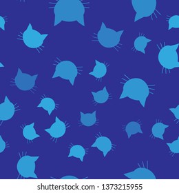 Blue Cat icon isolated seamless pattern on blue background. Vector Illustration