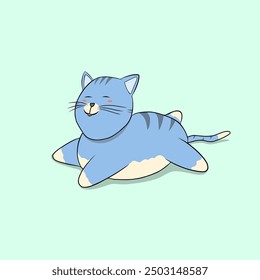 Blue cat image, vector type cat sticker