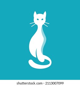 Diseño del logotipo de gato azul. Plantilla De Logo De Cat Con Azul. Diseño moderno. Logo plano. Ilustración vectorial