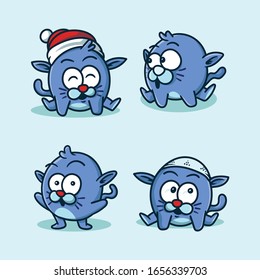 blue cat mascot illustration. file vector editable