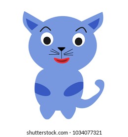 blue cat pet cartoon funny whisker kitty  purr 