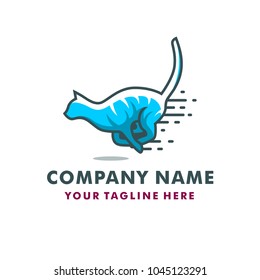BLUE CAT RUNNING LOGO TEMPLATE