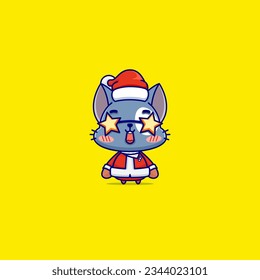 Blue Cat Santa, A Cute and Funny Mascot for Christmas