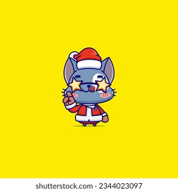 A Blue Cat in a Santa Suit, A Lovable Mascot for Your Holiday Projects