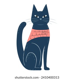 Blue cat vector illustration. Cat silhouette. Flat style. House animals symbol logo illustration. 