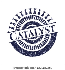 Blue Catalyst rubber stamp with grunge texture