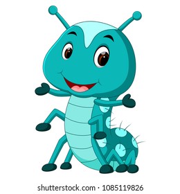 a blue caterpillar cartoon