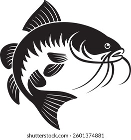 Blue Catfish Silhouette - Elegant Catfish Vector Illustration