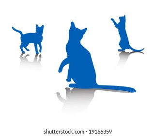 blue cats silhouettes