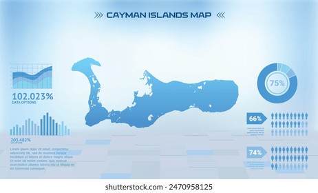 Blue Cayman Islands Map with States, Political Cayman Islands infographic map vector illustration