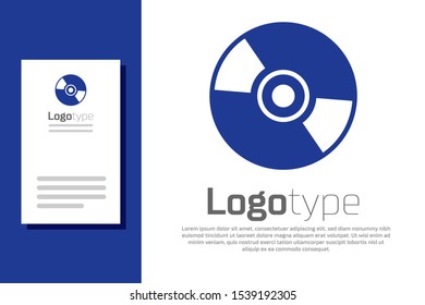 Blue CD or DVD disk icon isolated on white background. Compact disc sign. Logo design template element. Vector Illustration